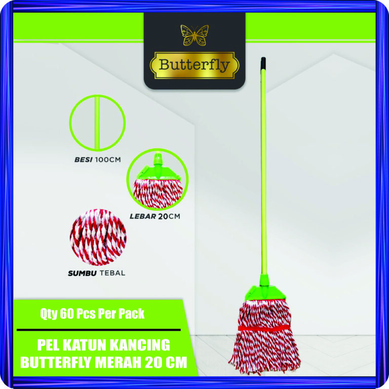 pel katun kancing butterfly merah 20 cm
