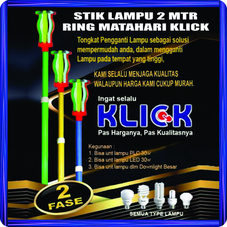 stik lampu 2 mtr + ring matahari klick