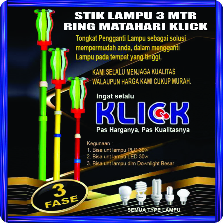 stik lampu 3 mtr + ring matahari klick