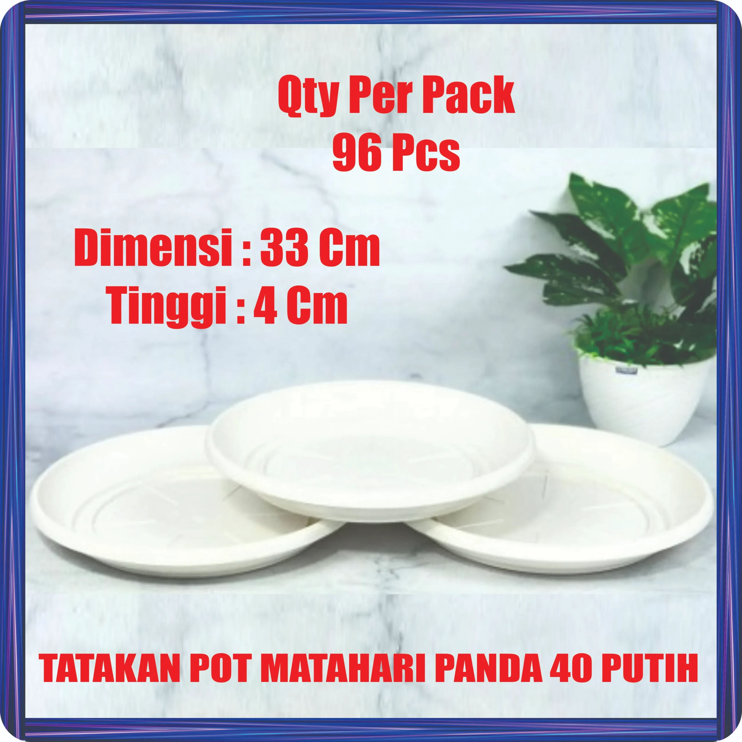 tatakan pot matahari panda 40 putih